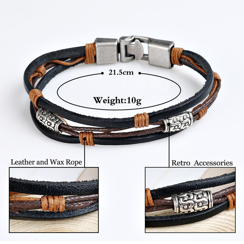 2024 Trend Jewelry Vintage ar rokām austas daudzslāņu ādas plānas rokassprādzes sakausējuma ietīšanas rokassprādze sieviešu aksesuāriem