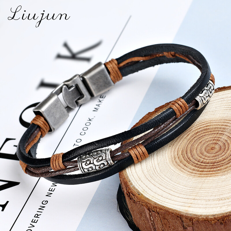 2024 Trend Jewelry Vintage ar rokām austas daudzslāņu ādas plānas rokassprādzes sakausējuma ietīšanas rokassprādze sieviešu aksesuāriem