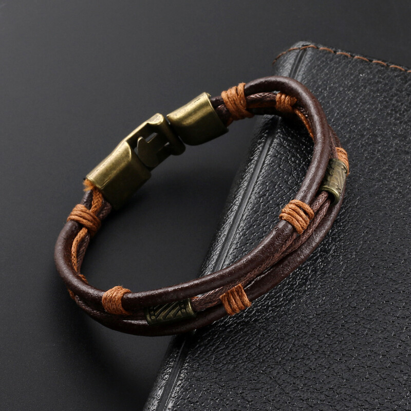 2024 Trend Jewelry Vintage ar rokām austas daudzslāņu ādas plānas rokassprādzes sakausējuma ietīšanas rokassprādze sieviešu aksesuāriem