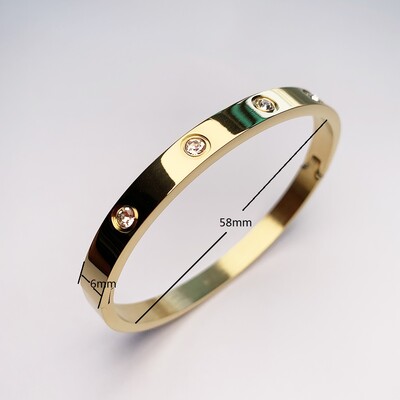 2023 m. naujo dizaino aukso spalvos cirkonio ir kryžminio riešuto nagų apyrankė auksinė ir apyrankė, skirta moteriai, nerūdijančio plieno varžtais, prekės ženklo papuošalai