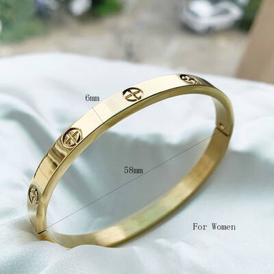 2023 m. naujo dizaino aukso spalvos cirkonio ir kryžminio riešuto nagų apyrankė auksinė ir apyrankė, skirta moteriai, nerūdijančio plieno varžtais, prekės ženklo papuošalai