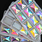 Cristal de sticlă în formă de dreptunghi Cusut pe piatră Crystal Clear AB 2 găuri 8*10mm,10*14mm,13*18mm,18*25mm Octogon Cusut bijuterii margele