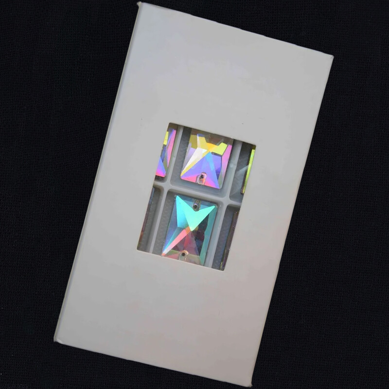 Cristal de sticlă în formă de dreptunghi Cusut pe piatră Crystal Clear AB 2 găuri 8*10mm,10*14mm,13*18mm,18*25mm Octogon Cusut bijuterii margele