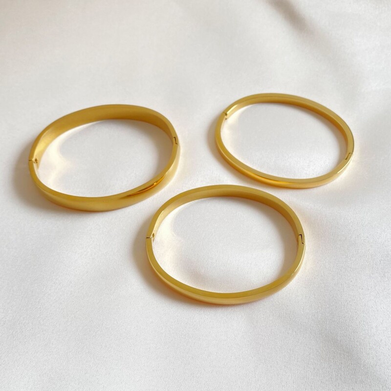 Peri'sbox narukvica s jednostavnim uzorkom od čistog zlata od nehrđajućeg čelika s Pvd platnom za ženske jednostavne 3-dijelne narukvice s nakitom