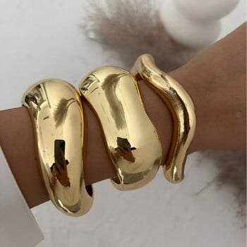 DIEZI Vintage Wide Cuff Bangles Hip Hop Punk Gold Silver Цвят Геометрични метални пружинни гривни за жени Гривни Мъжки бижута