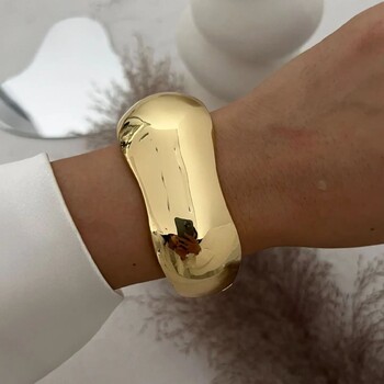 DIEZI Vintage Wide Cuff Bangles Hip Hop Punk Gold Silver Цвят Геометрични метални пружинни гривни за жени Гривни Мъжки бижута