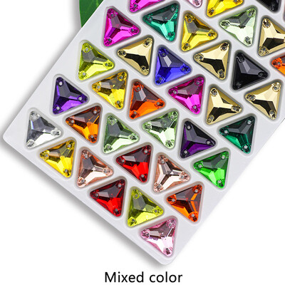 QL Crystal Sew On Rhinestone Clear AB Crystal Glass Crystal Triangles lapos hátú varrógomb barkácsoláshoz Ruhatáska cipőkhöz