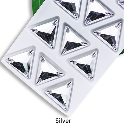 QL Crystal Sew On Rhinestone Clear AB Crystal Glass Crystal Triangles lapos hátú varrógomb barkácsoláshoz Ruhatáska cipőkhöz