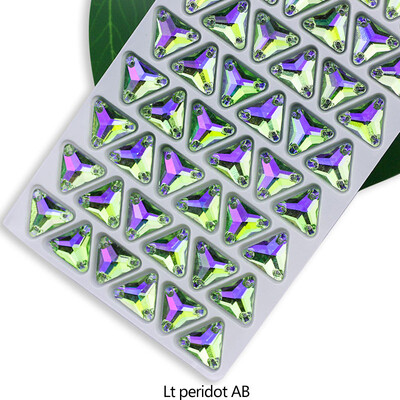 QL Crystal Sew On Rhinestone Clear AB Crystal Glass Crystal Triangles lapos hátú varrógomb barkácsoláshoz Ruhatáska cipőkhöz