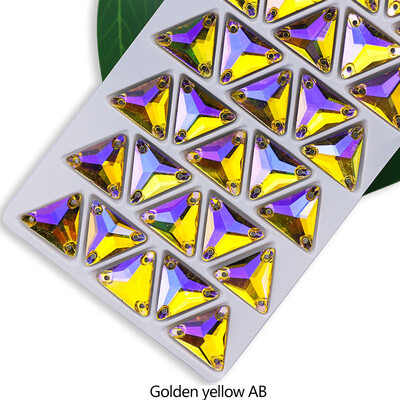 QL Crystal Sew On Rhinestone Clear AB Crystal Glass Crystal Triangles lapos hátú varrógomb barkácsoláshoz Ruhatáska cipőkhöz