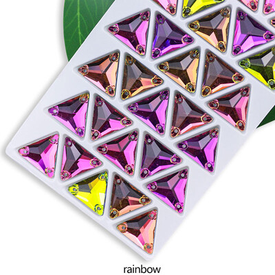 QL Crystal Sew On Rhinestone Clear AB Crystal Glass Crystal Triangles lapos hátú varrógomb barkácsoláshoz Ruhatáska cipőkhöz