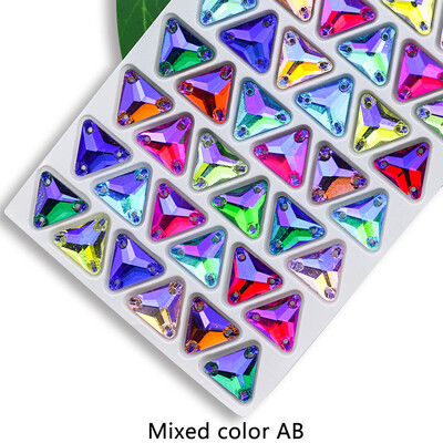 QL Crystal Sew On Rhinestone Clear AB Crystal Glass Crystal Triangles lapos hátú varrógomb barkácsoláshoz Ruhatáska cipőkhöz