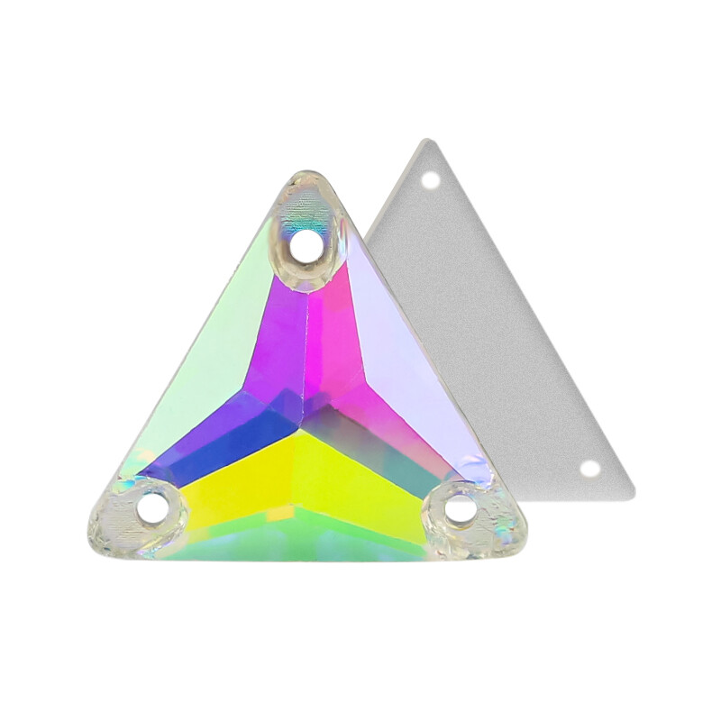 QL Crystal Sew On Rhinestone Clear AB Crystal Glass Crystal Triangles lapos hátú varrógomb barkácsoláshoz Ruhatáska cipőkhöz