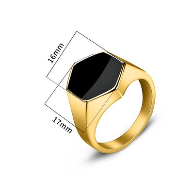 Jiayiqi punk čelični prsten od titana Veliki kvadratni prsten od crnog kamena Muški srebrne boje za muškarce Nakit Vintage Poklon za vjenčanje