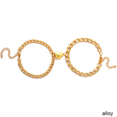 2Pcs/set Magnet Narukvice za par Narukvica privlačnost srca Narukvica od nehrđajućeg čelika Šarm Jednostavni kubanski lanci Brava za ključeve Nakit Pokloni