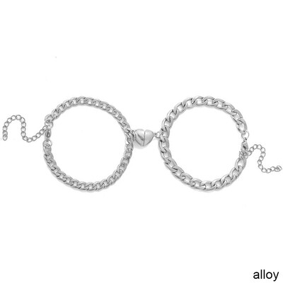 2Pcs/set Magnet Narukvice za par Narukvica privlačnost srca Narukvica od nehrđajućeg čelika Šarm Jednostavni kubanski lanci Brava za ključeve Nakit Pokloni