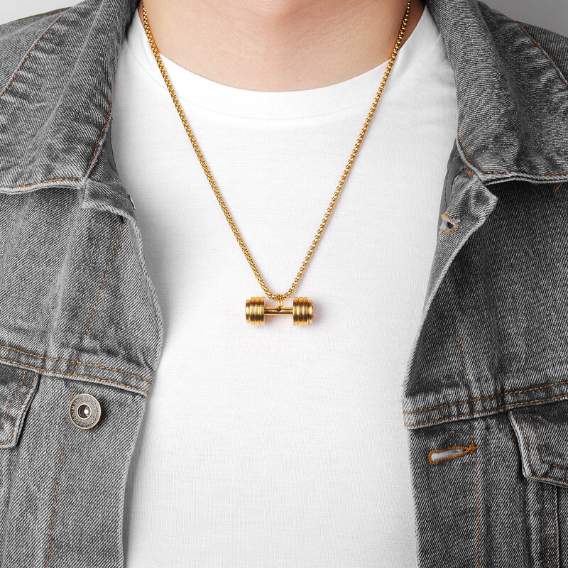 Halter Fitness Bărbați Femei Colier Pandantive Lanț Punk Simplu pentru Iubit Bijuterii din oțel inoxidabil Creativitate Cadou En-gros