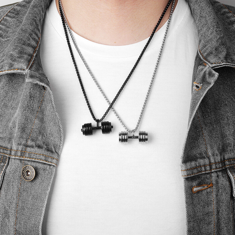 Halter Fitness Bărbați Femei Colier Pandantive Lanț Punk Simplu pentru Iubit Bijuterii din oțel inoxidabil Creativitate Cadou En-gros