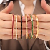 Intarziás cirkon rozsdamentes acél karkötő karkötők női arany minimalista egyszerű kerek karkötők női luxus ékszerek