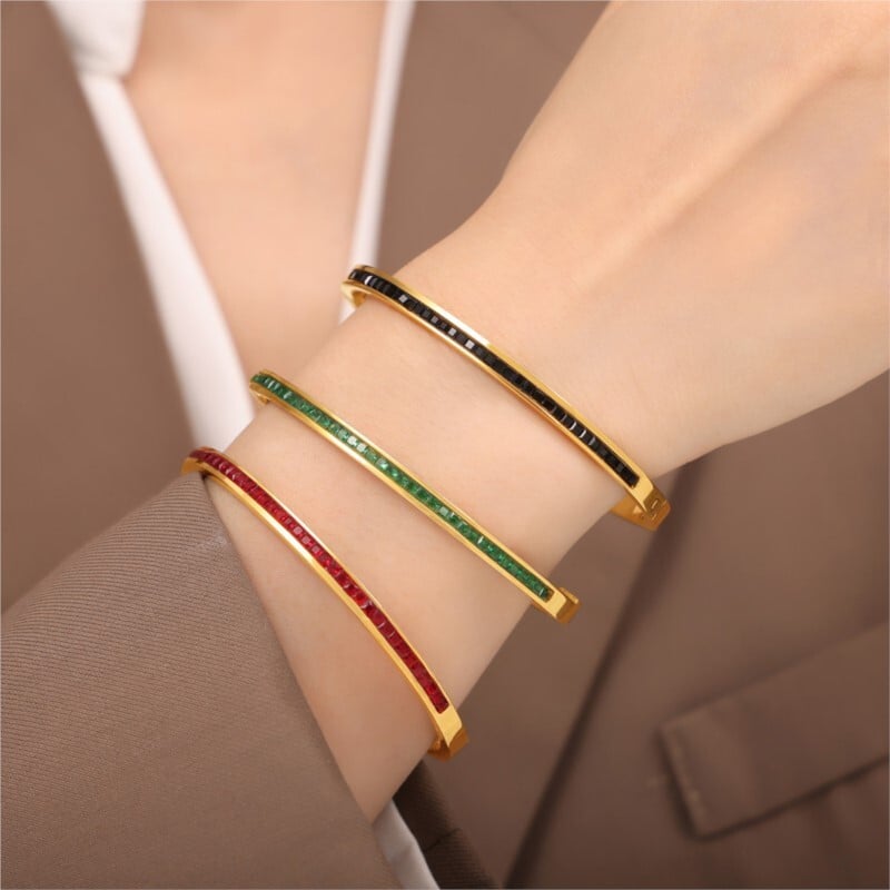 Intarziás cirkon rozsdamentes acél karkötő karkötők női arany minimalista egyszerű kerek karkötők női luxus ékszerek