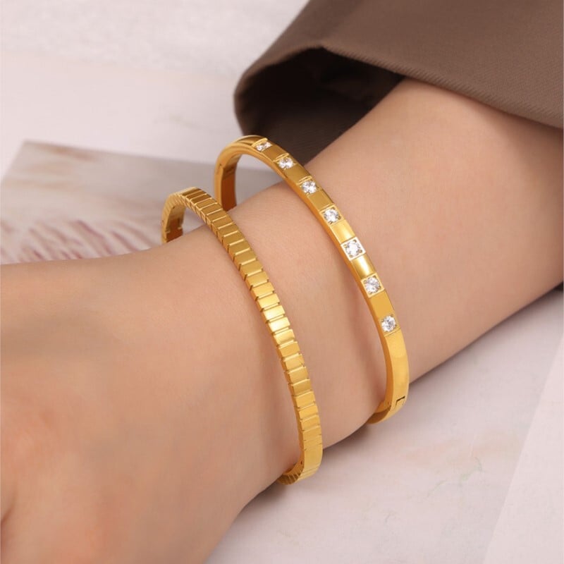 Intarziás cirkon rozsdamentes acél karkötő karkötők női arany minimalista egyszerű kerek karkötők női luxus ékszerek