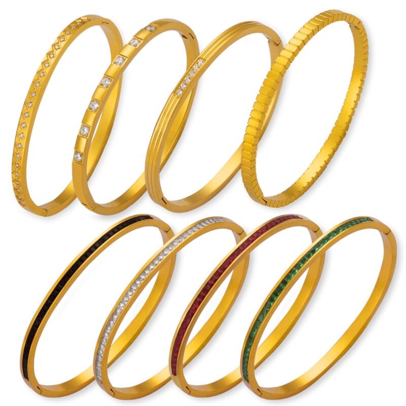 Intarziás cirkon rozsdamentes acél karkötő karkötők női arany minimalista egyszerű kerek karkötők női luxus ékszerek