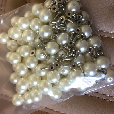 100db 6mm fehér fekete gyöngy szegecsek kerek fejű akril szegecs tüskék esküvői ruhákhoz nadrágok sapka táska cipők kézműves dekoráció