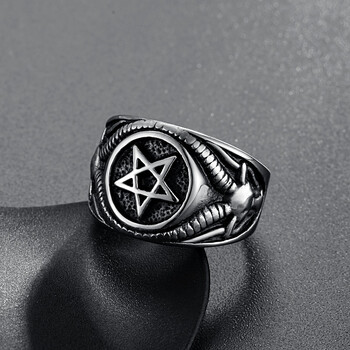 Valily ανοξείδωτα δαχτυλίδια πενταγράμμου Satan Baphomet Goat Devil Demon Ring Vintage κοσμήματα για άνδρες γυναίκες Χονδρικό κοσμήματα