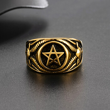 Valily ανοξείδωτα δαχτυλίδια πενταγράμμου Satan Baphomet Goat Devil Demon Ring Vintage κοσμήματα για άνδρες γυναίκες Χονδρικό κοσμήματα