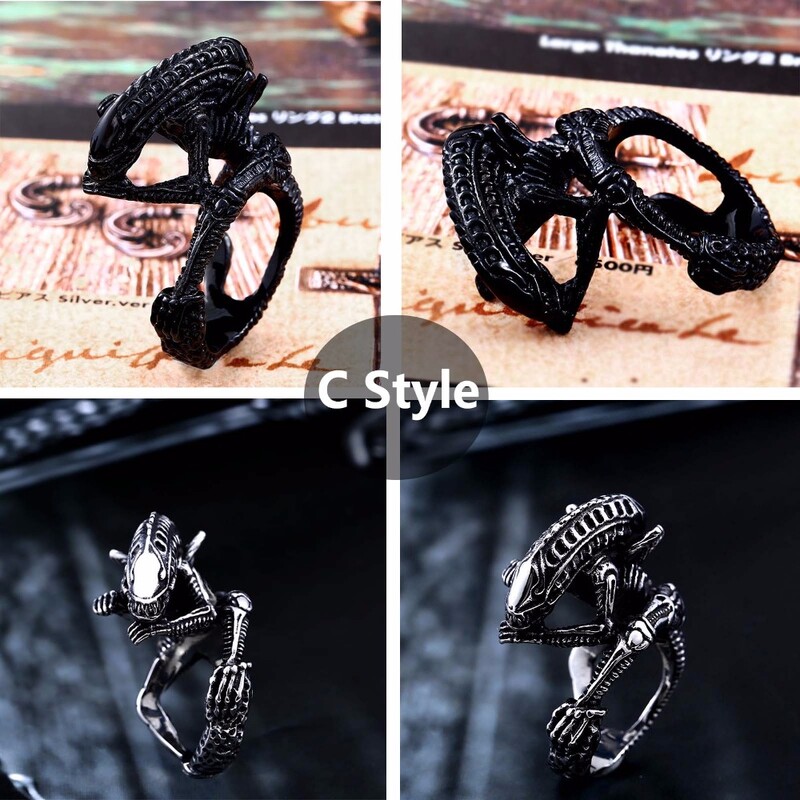 Beier nerūdijančio plieno 3D Alien Predator Finger Aukso spalvos žiedai vyrams Gotikinio stiliaus filmas Unikalus Karštas Parduodamas Juwerly Gift BR8-358