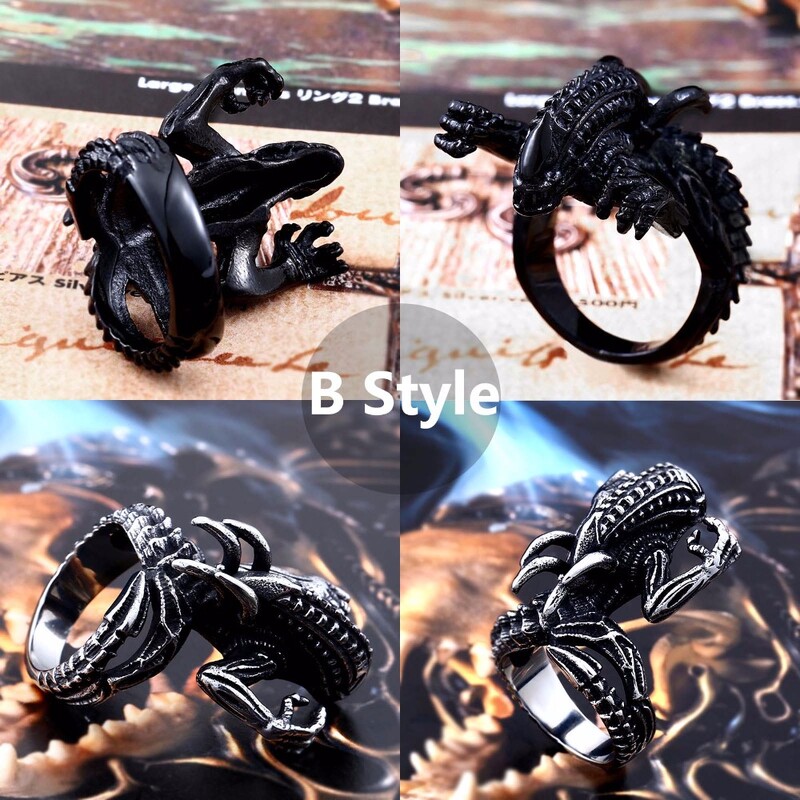 Beier nerūdijančio plieno 3D Alien Predator Finger Aukso spalvos žiedai vyrams Gotikinio stiliaus filmas Unikalus Karštas Parduodamas Juwerly Gift BR8-358