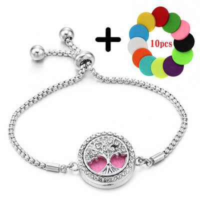 Cirkon u boji, narukvica za aromaterapiju Drvo života, podesivi raspršivač eteričnog ulja, medaljon za parfem, narukvica, modni ženski nakit