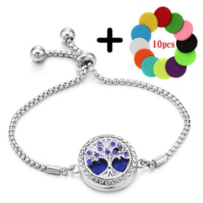 Cirkon u boji, narukvica za aromaterapiju Drvo života, podesivi raspršivač eteričnog ulja, medaljon za parfem, narukvica, modni ženski nakit