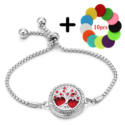 Cirkon u boji, narukvica za aromaterapiju Drvo života, podesivi raspršivač eteričnog ulja, medaljon za parfem, narukvica, modni ženski nakit