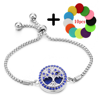 Cirkon u boji, narukvica za aromaterapiju Drvo života, podesivi raspršivač eteričnog ulja, medaljon za parfem, narukvica, modni ženski nakit