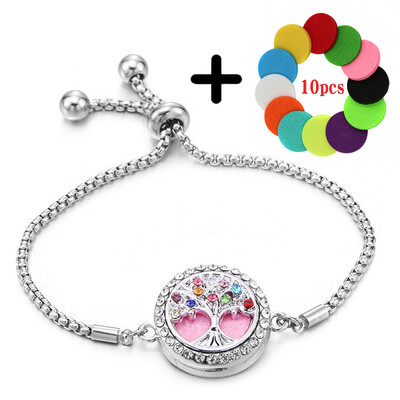 Cirkon u boji, narukvica za aromaterapiju Drvo života, podesivi raspršivač eteričnog ulja, medaljon za parfem, narukvica, modni ženski nakit