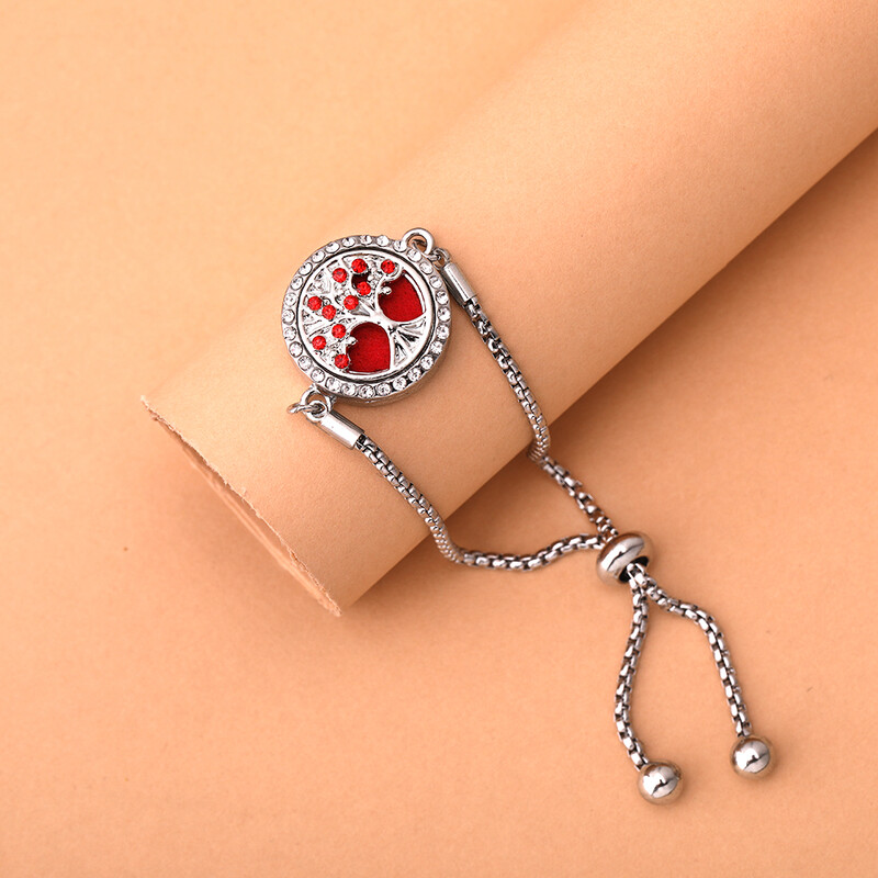 Cirkon u boji, narukvica za aromaterapiju Drvo života, podesivi raspršivač eteričnog ulja, medaljon za parfem, narukvica, modni ženski nakit