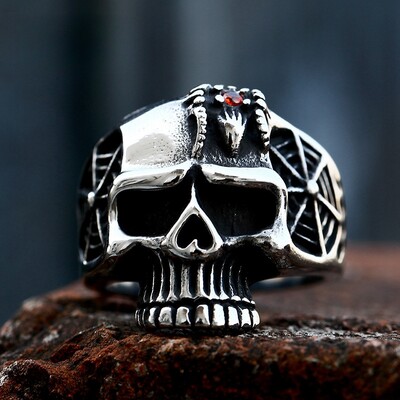 Vintage férfi rozsdamentes acél rózsa koponya gyűrűk férfiaknak gótikus punk hip hop motoros parti Halloween ékszerek férj születésnapi ajándék