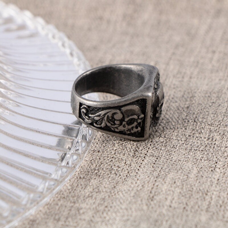 Vintage férfi rozsdamentes acél rózsa koponya gyűrűk férfiaknak gótikus punk hip hop motoros parti Halloween ékszerek férj születésnapi ajándék