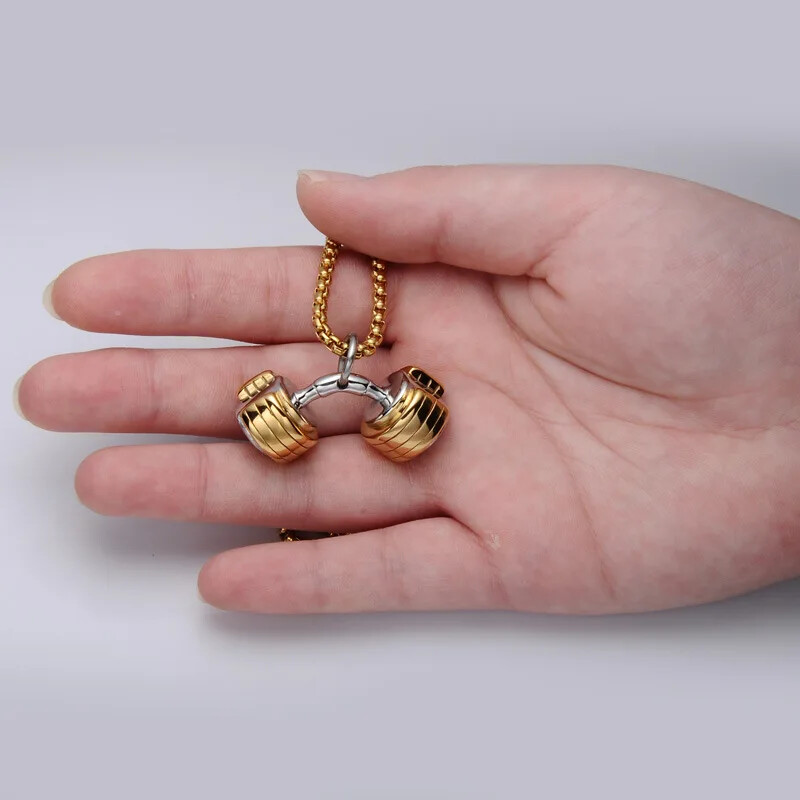 Madingi nerūdijančio plieno štangos karoliai, vyriški kūno rengybos hantelių pakabukai hiphopo naktinio klubo gimtadienio vakarėlio papuošalai Dovanos