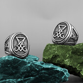 Inel cu sigiliu Lucifer Satan de epocă Inel pentru bărbați Amuleta în stil gotic Vrăjitorie Wicca Bijuterii cu ridicata