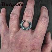 Inel de calvariu pentru bărbați, gotic, cu lună, pentru bărbați, motocicletă, pentru bărbați, gotic, din oțel inoxidabil, bijuterii pentru motociclete, cadou de Halloween