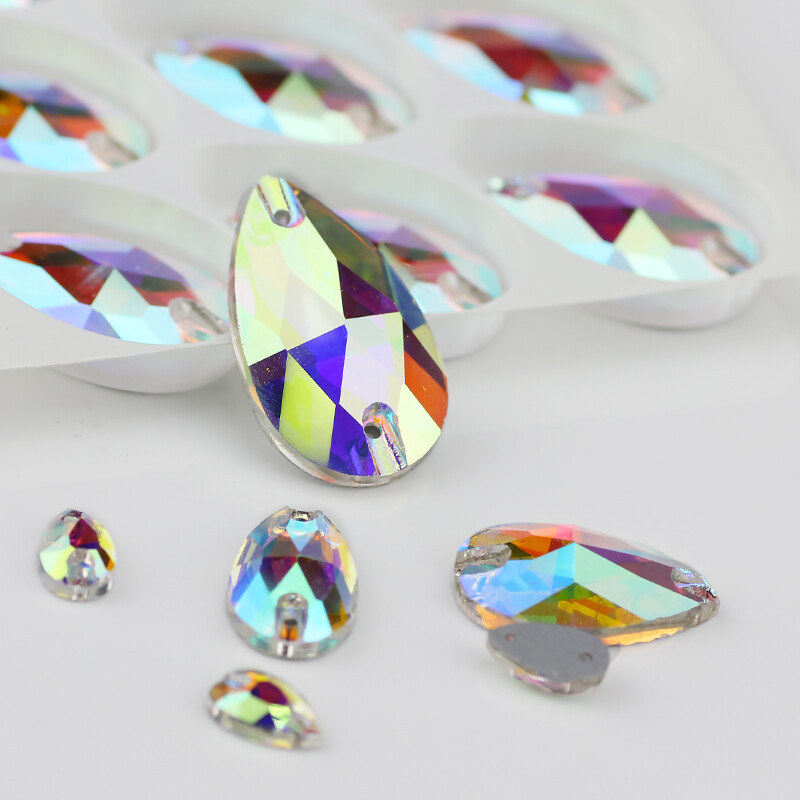 Všetky veľkosti Drop Sew on Rhinestone Crystal Ab Color Glas Sewing 3230 Pear Flatback Sew on Stone Glass Sewing for Bridal Dress