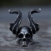 NOVÉ pánske prstene z nehrdzavejúcej ocele 316L, prsteň s lebkou, rohatý Satan, diabolský prsteň pre tínedžerov, gothic punk, šperky, darčeky, dropshipping
