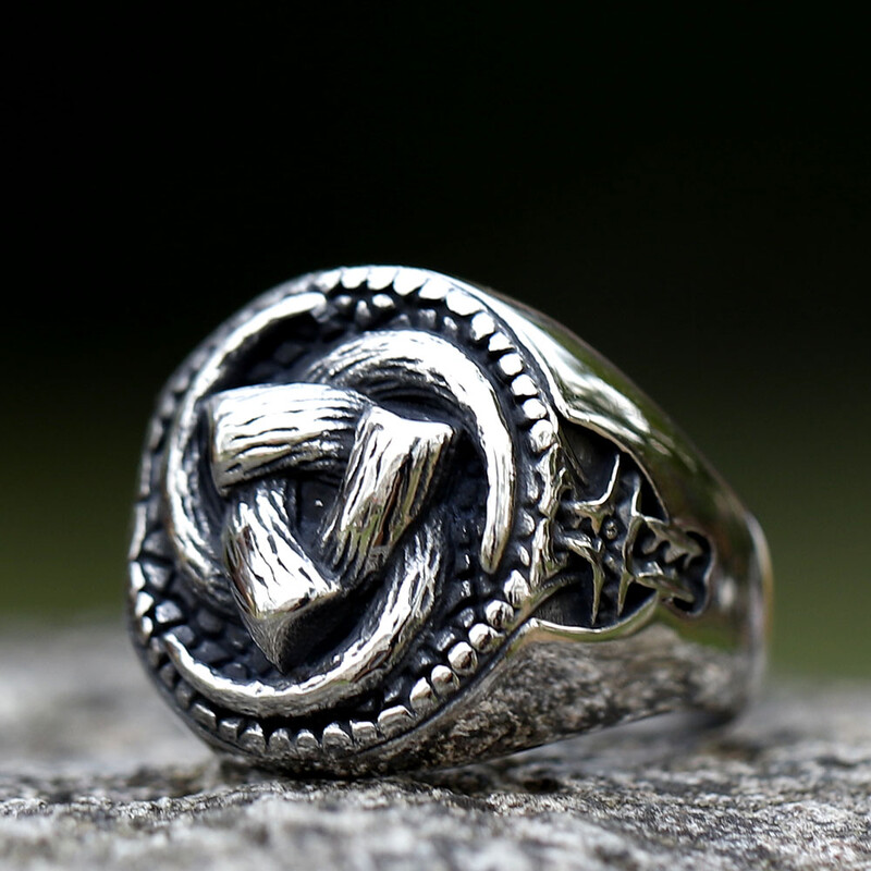 Pánsky prsteň z nehrdzavejúcej ocele 316L z roku 2023, amulet, kladivo, punkový vikingský prsteň pre mužov, elegantný halloweensky šperky, doprava zdarma