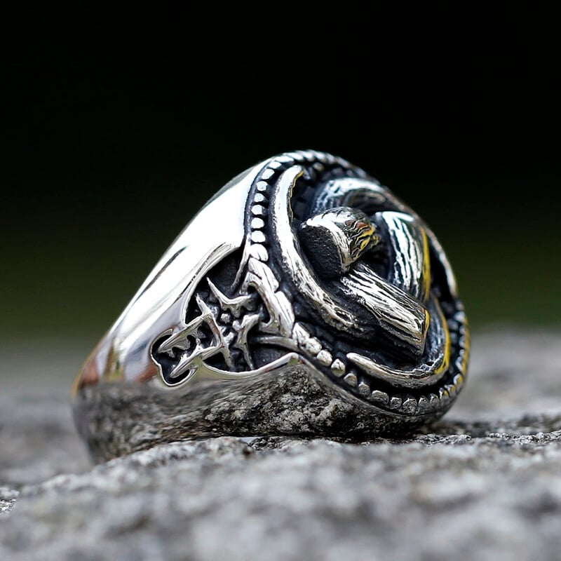 Pánsky prsteň z nehrdzavejúcej ocele 316L z roku 2023, amulet, kladivo, punkový vikingský prsteň pre mužov, elegantný halloweensky šperky, doprava zdarma