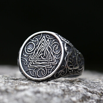 2023 НОВИ Мъжки пръстени от неръждаема стомана 316L Vintage Nordic Ethnic Belief Odin Viking Rune Ring Amulet бижута безплатна доставка