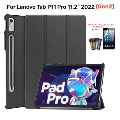 Lenovo Xiaoxin Pad Pro 2022 Case 11,2 hüvelykes Tab P11 Pro Gen2 TB132FU TB138FC mágneses PU bőr állványhoz, táblagép borítás + film + toll