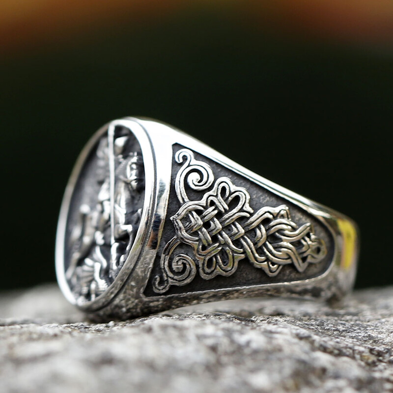 2023. gada vīriešu 316 l nerūsējošā tērauda gredzens Īpaša dizaina bruņinieku modes gredzens vīriešiem Eleganta iedomātā Helovīna rotaslieta bezmaksas piegāde