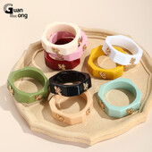 GuanLong többszínű Bee akril divatos karkötők nőknek geometrikus, luxus négyzet alakú indiai karkötők tervezői bájjal